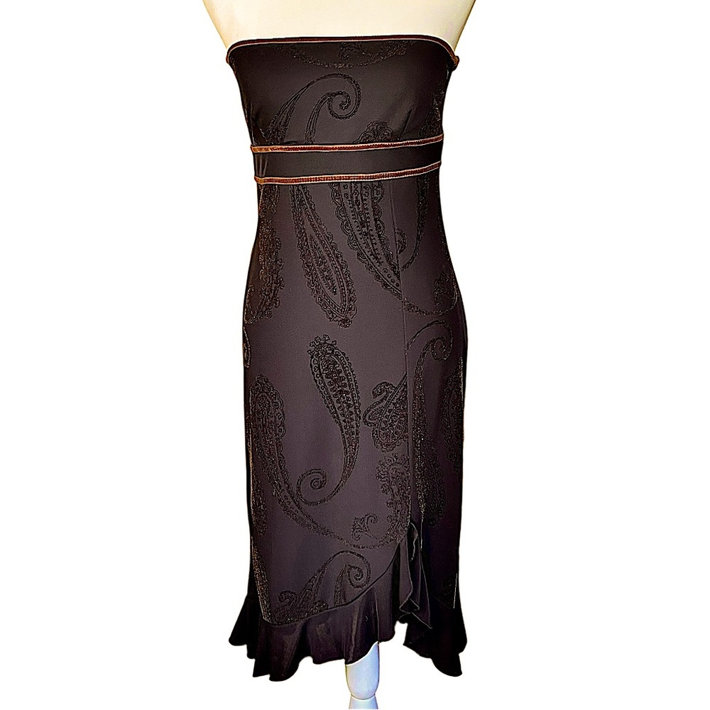 Devan Strapless Burnout Paisley Dress | Y2K Early 2000s Fairycore Whimsygoth